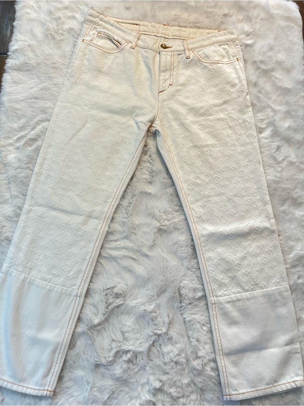 Louis Vuitton Monogram Pattern White Denim Pants (FINAL SALE)